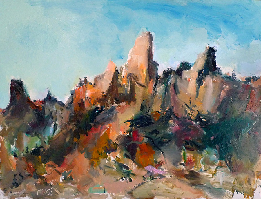 Raoul Middleman painting, Canyon Wall