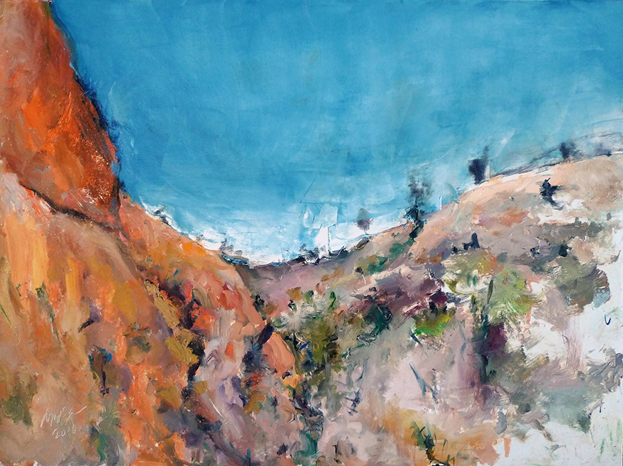 Raoul Middleman painting, Desert Trail