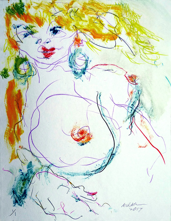 Raoul Middleman, 2017 Monoprint Y