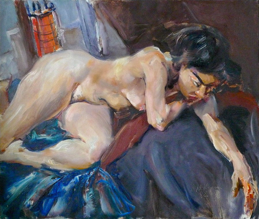 Raoul Middleman painting, Reclining