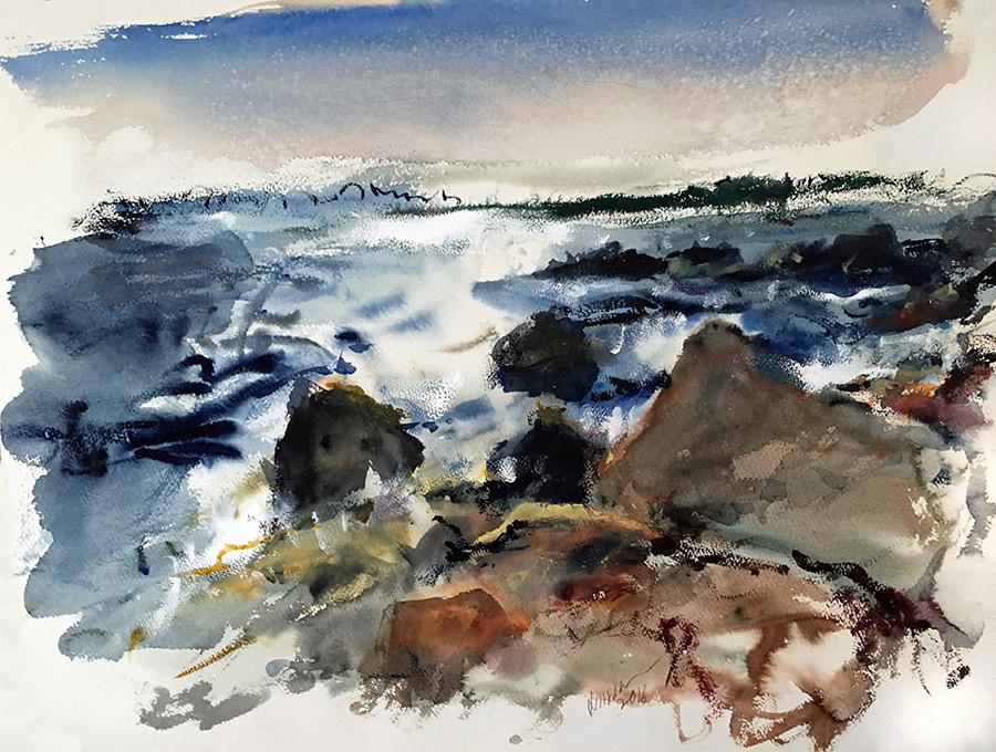 Raoul Middleman watercolor, Late Afternoon