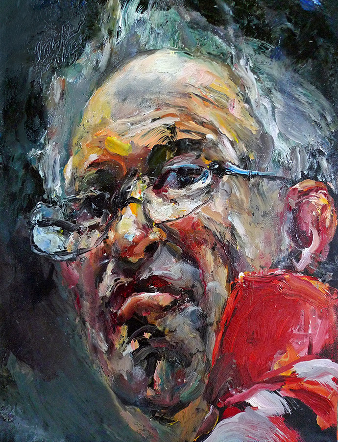 Raoul Middleman painting, Red Collar